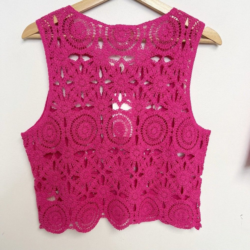 Caroline Constas Pink Crochet Top and Skirt Set - Picture 4 of 12